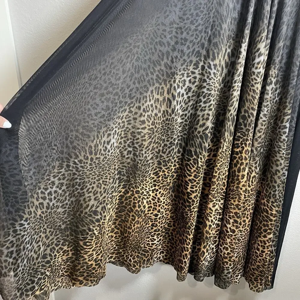 ALBERTO MAKALI 90s Y2K Brown Leopard Print Goddess Gown Sz 12 Dress Beaded